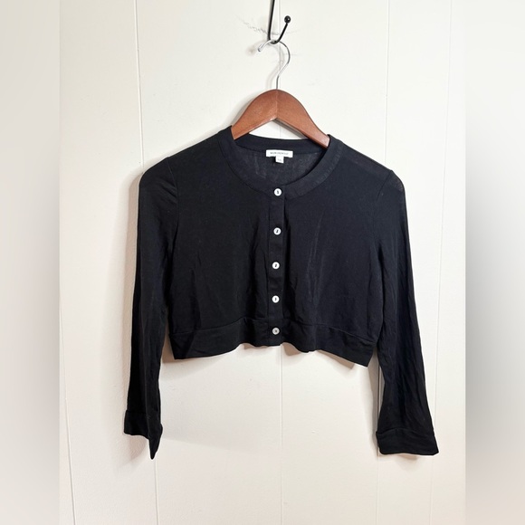 WeWoreWhat black tencel cropped knit cardigan size L - Picture 1 of 6
